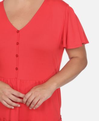 Plus Size Short Sleeve V-neck Tiered Midi Dress