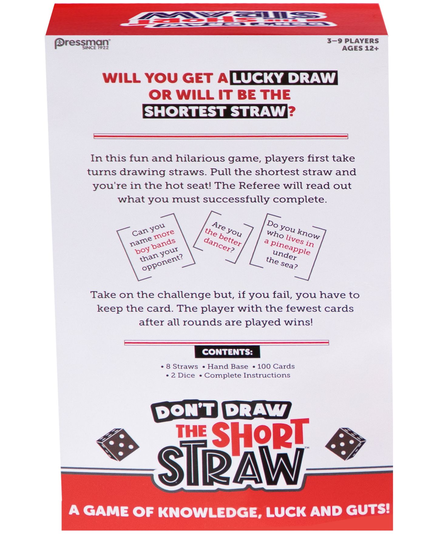 Детские настольные игры Pressman Toy Don't Draw the Short Straw 100-Piece Board Game, Ages 12+ — фото 4