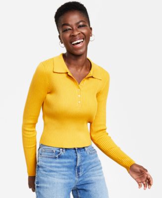 Calvin Klein Jeans Women's Ribbed Polo Shirt - Macy's
