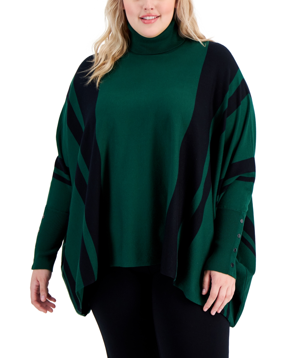 Alfani Plus Size Striped Poncho Top Created for Macy s Smart Closet
