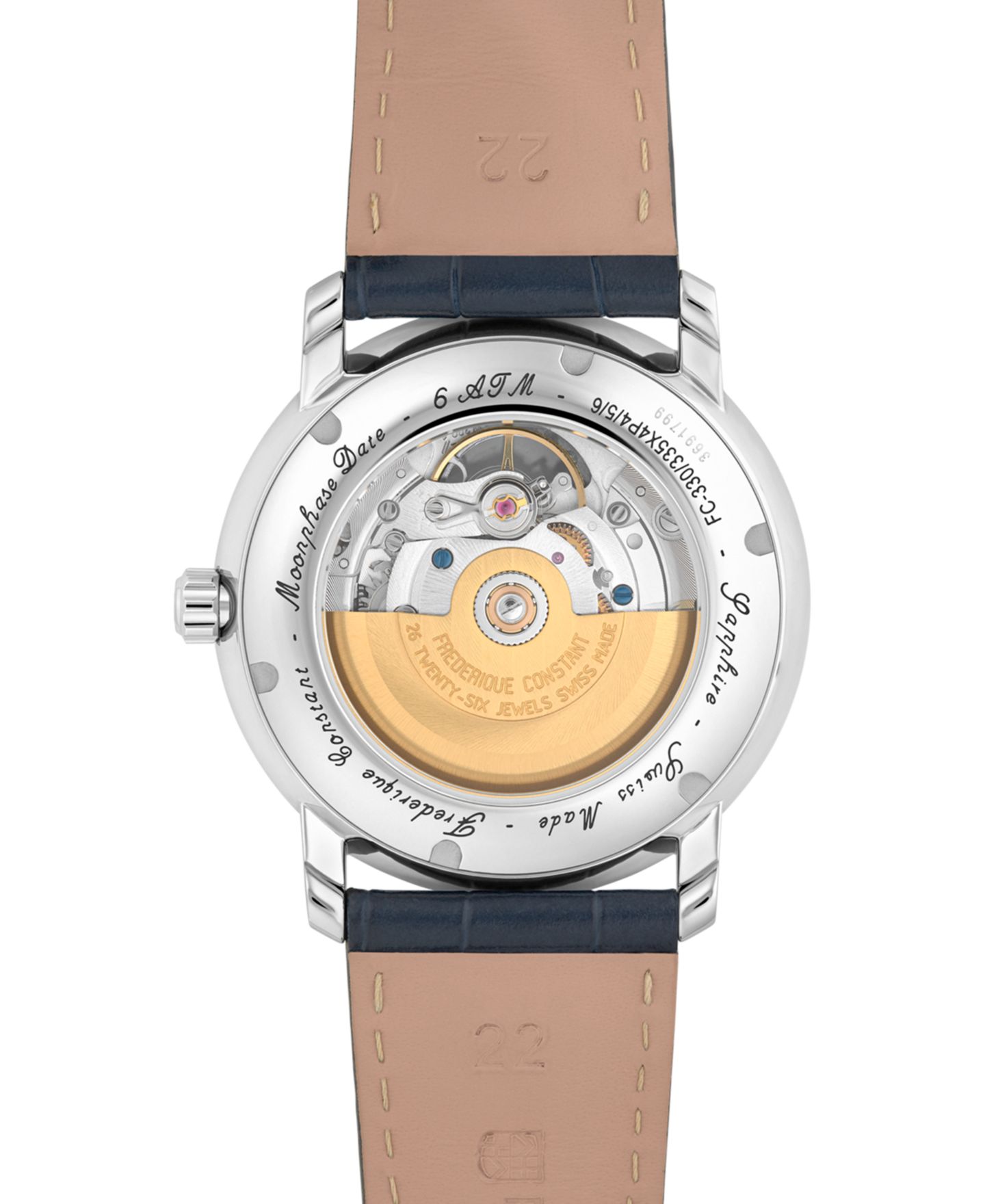 Мужские часы Frederique Constant Swiss Automatic Classics Navy Leather Strap Watch 40mm — фото 5