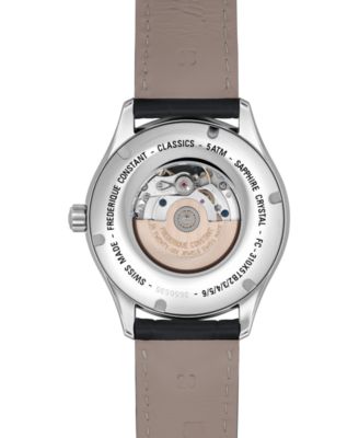 Frederique Constant Men's Swiss Automatic Classics Heart Beat Black Leather Strap Watch 40mm
