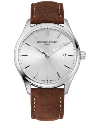 Men's Swiss Classics Brown Leather Strap Watch 40mm