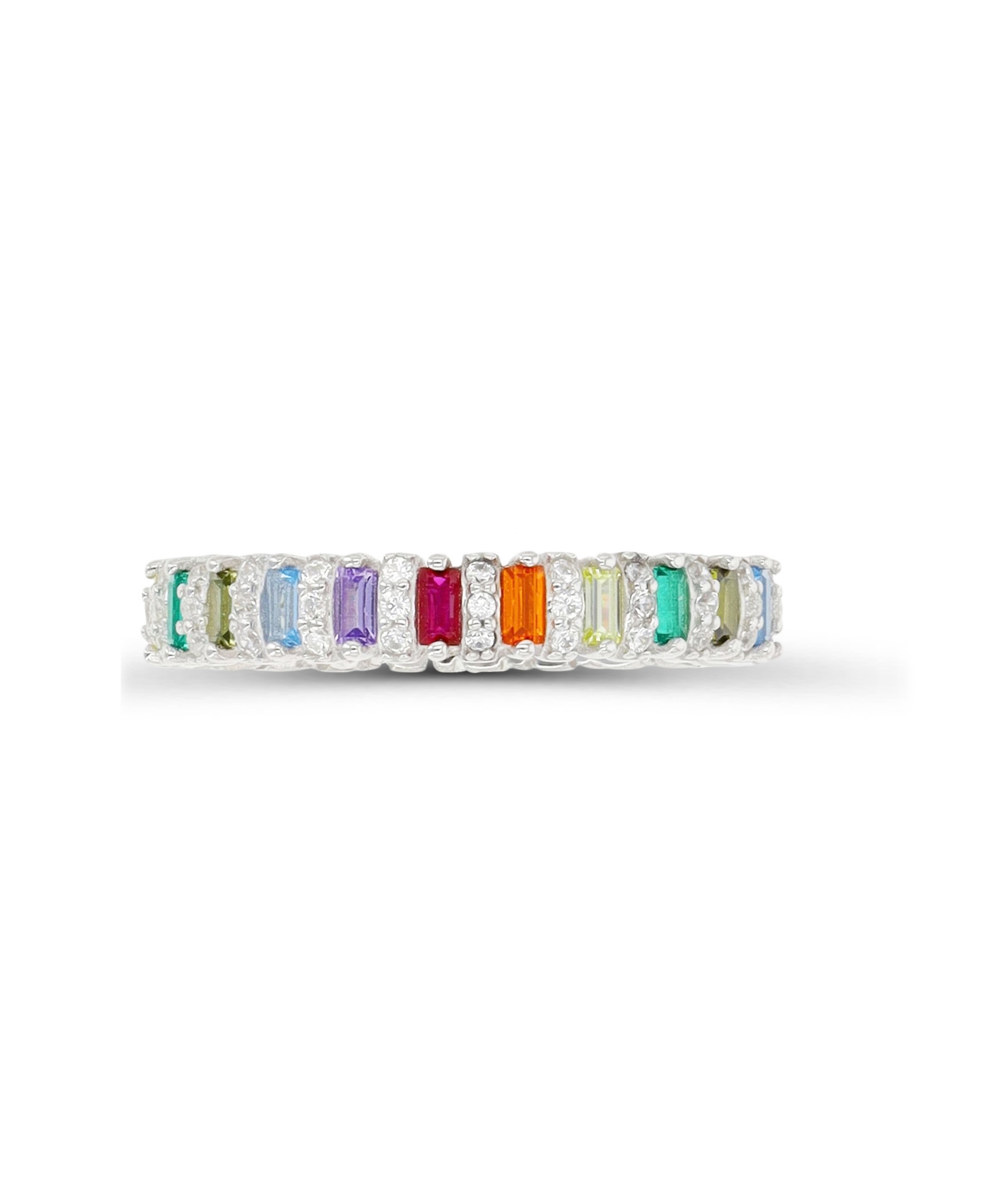 Created Spinel, Created Corundum, Nano and Cubic Zirconia in Sterling Silver Eternity Ring - Sterling Silver