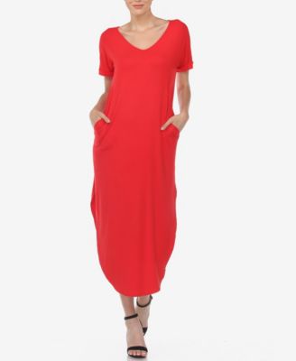 Women's Short Sleeve V-Neck Maxi Dress