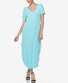 Women's Short Sleeve V-Neck Maxi Dress