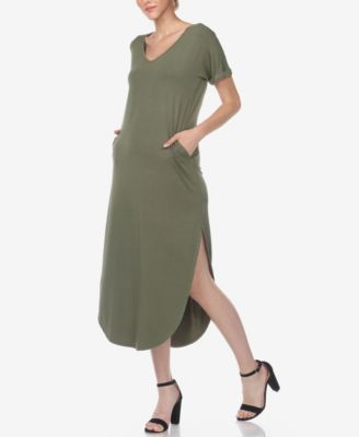 Women's Short Sleeve V-Neck Maxi Dress
