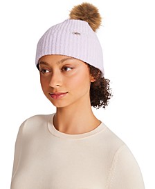Women’s Solid Beanie With Faux Fur Pom, Created for Macy's