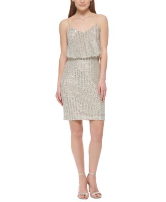 Sequined Blouson Sheath Dress 