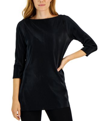 Alfani - Women's Solid-Color Pleated Split-Hem Tunic