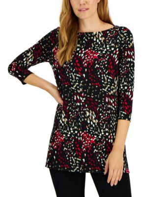 Alfani - Petite Printed Boat-Neck Tunic