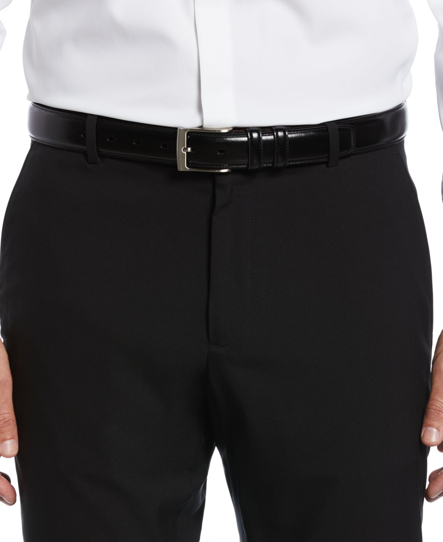 Мужской ремень Perry Ellis Portfolio Leather Belt, цвет: Чёрный — фото 2