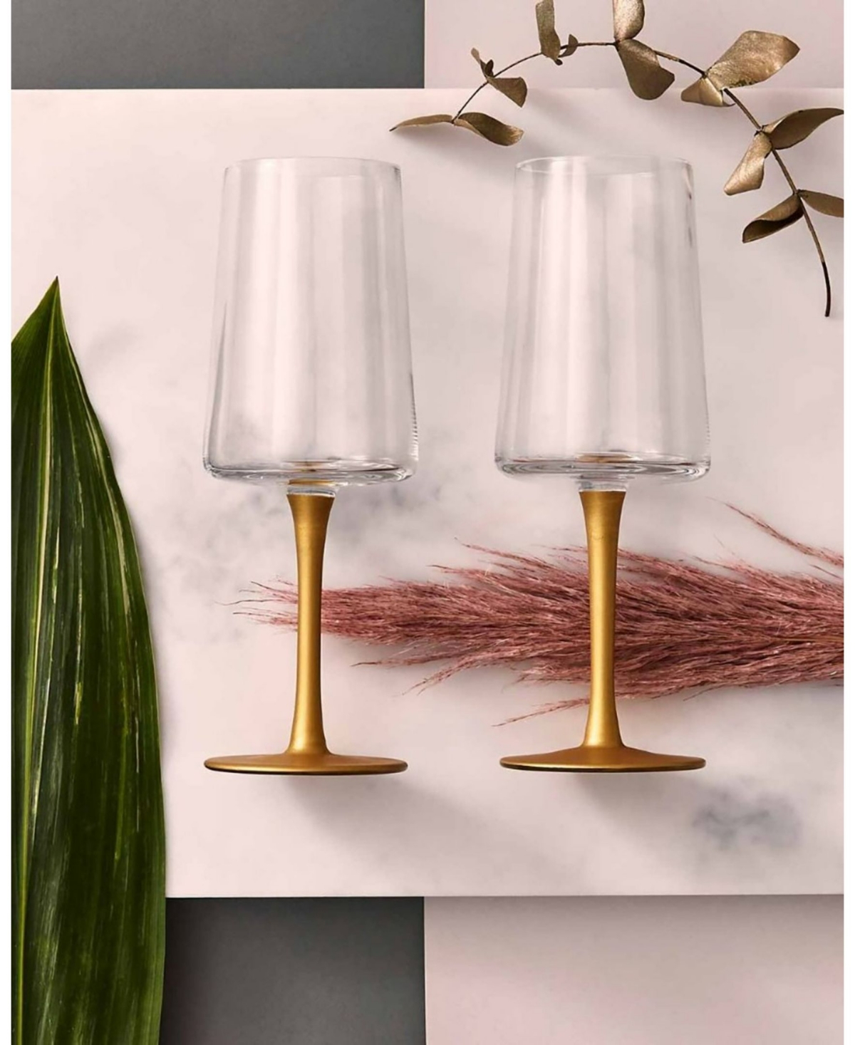 Spode Creatures of Curiosity Stem Wine Glasses Set, 2 Pieces - Gold-Tone