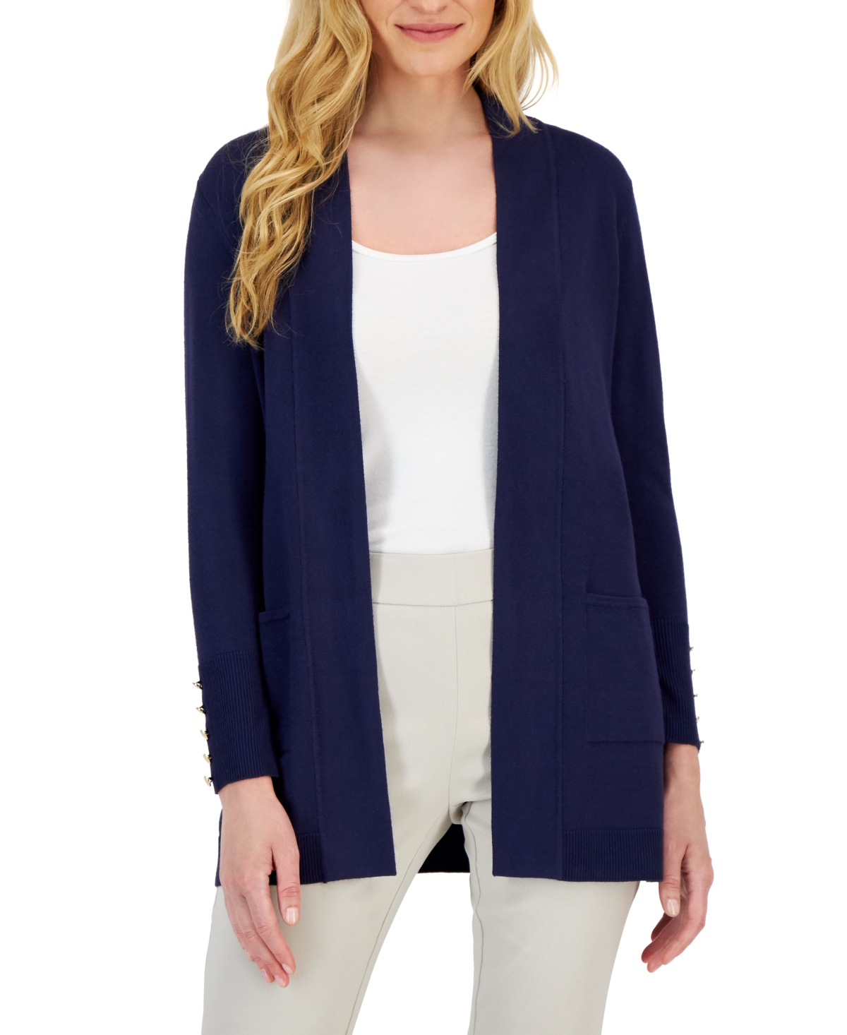 JM COLLECTION PETITE OPEN-FRONT CARDIGAN, CREATED FOR MACY'S