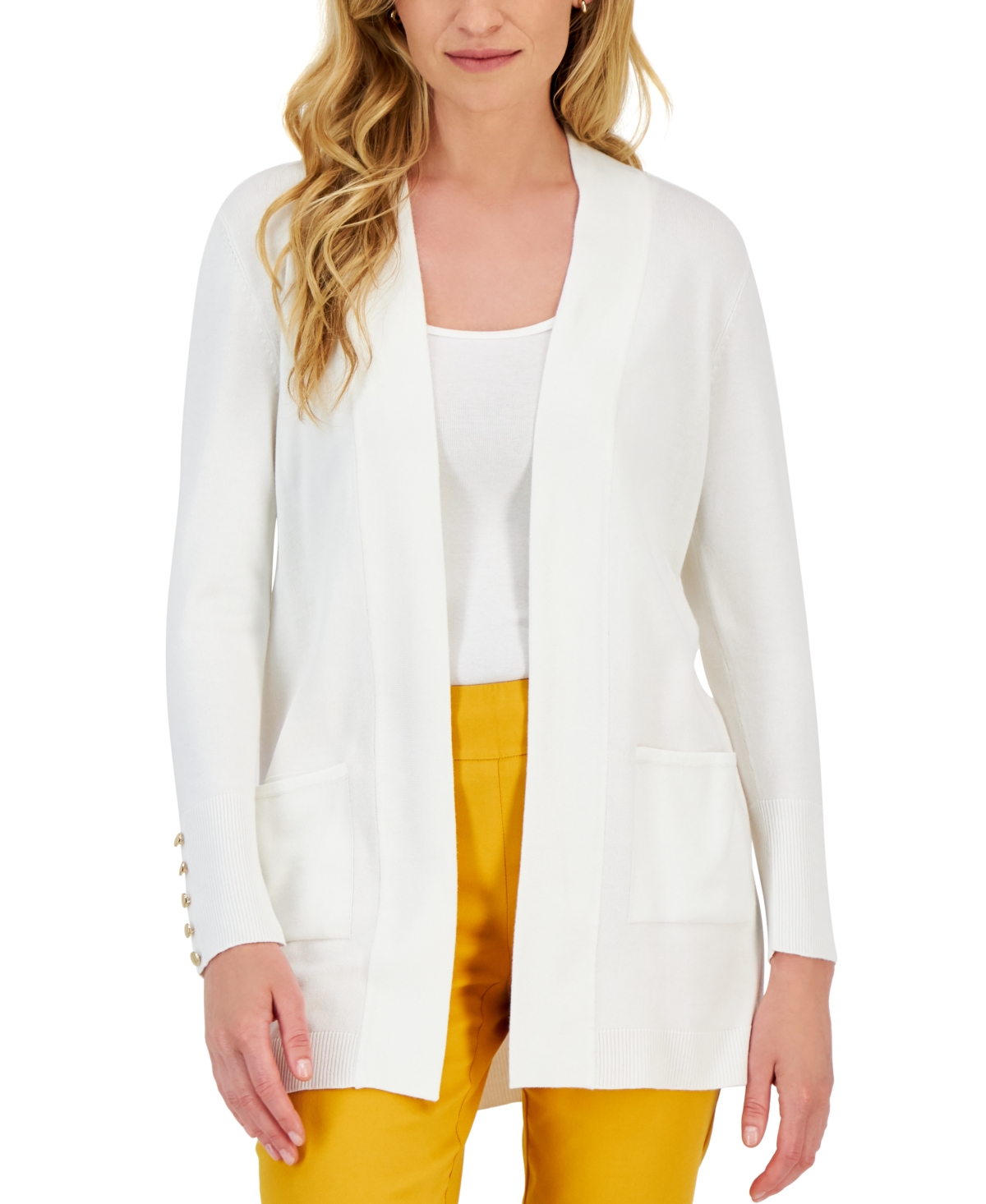 Jm Collection Petite Open-front Cardigan, Created For Macy's In Neo Natural