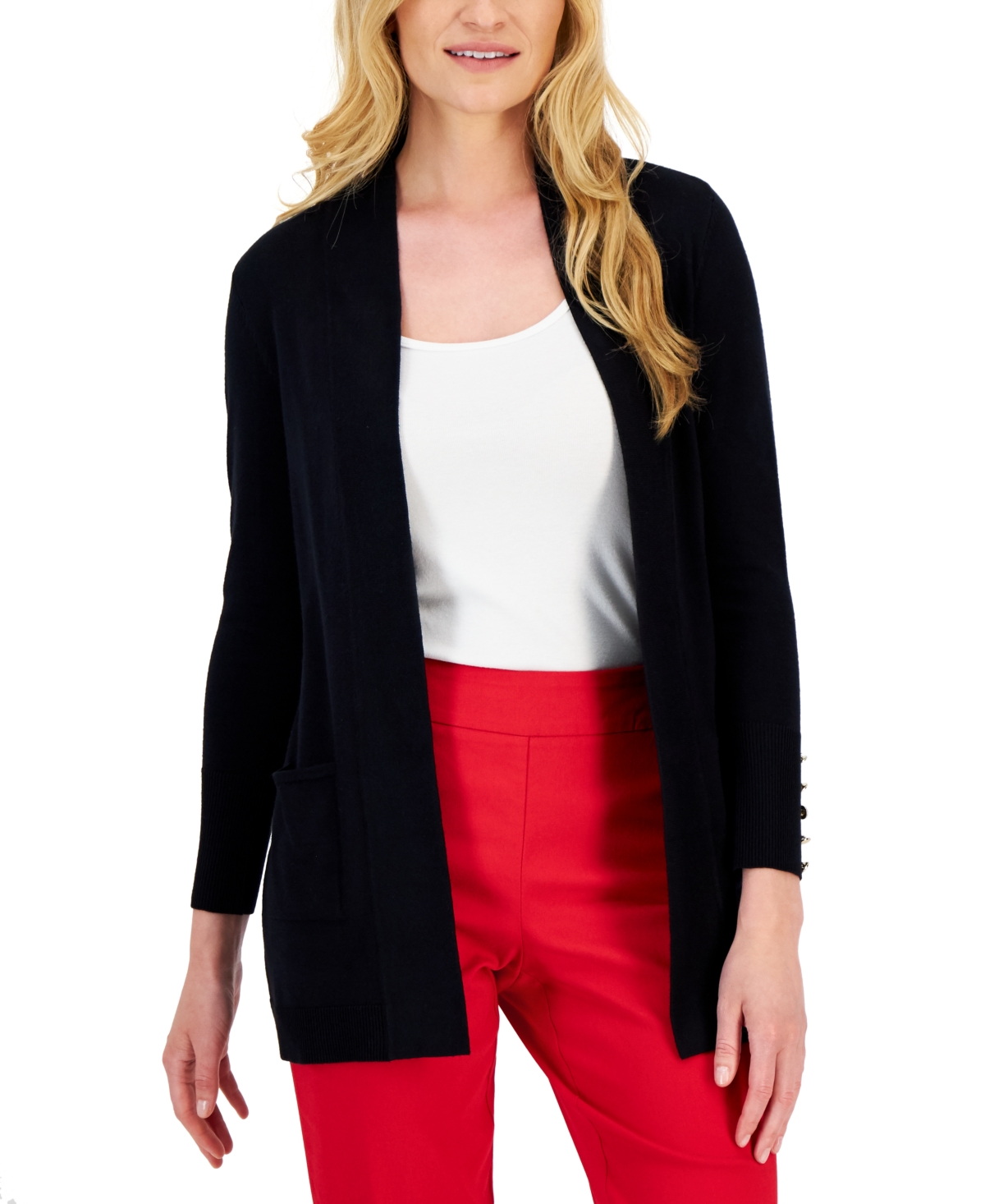 JM COLLECTION PETITE OPEN-FRONT CARDIGAN, CREATED FOR MACY'S