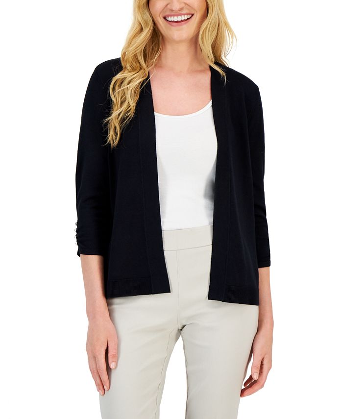 JM Collection Petite Stud-Cuff Cardigan, Created for Macy's - Macy's