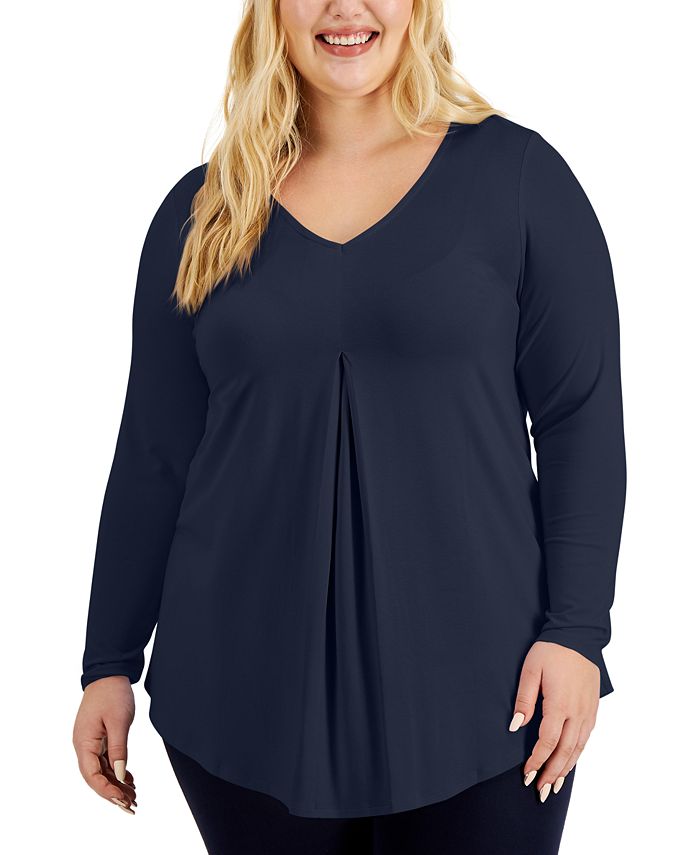 JM Collection Plus Size Pleat-Front Tunic, Created for Macy's & Reviews ...