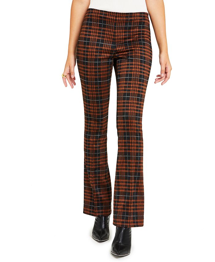 Bar III Women s Plaid Flare Leg Pants Created for Macy s Macy s