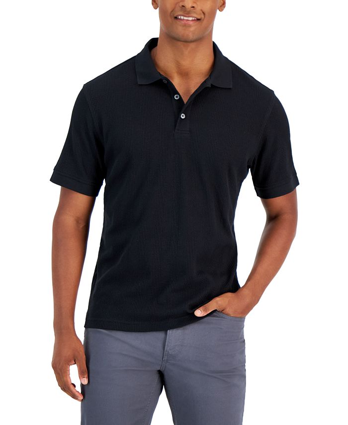 Alfani Men's Stretch Textured Stripe Jacquard Polo Shirt, Created for Macy's  & Reviews - Polos - Men - Macy's