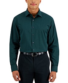 Men's Regular Fit 2-Way Stretch Stain Resistant Stretch Check Dress Shirt, Created for Macy's 