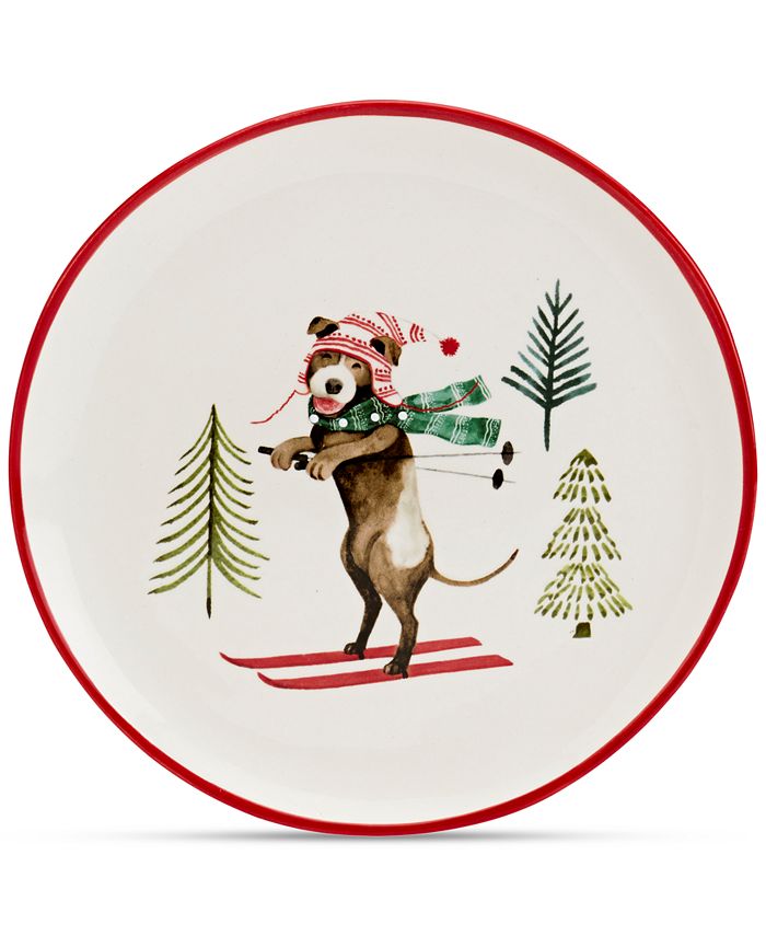 Tabletops Unlimited Furry Christmas Dog Salad Plates, Set of 4 Macy's