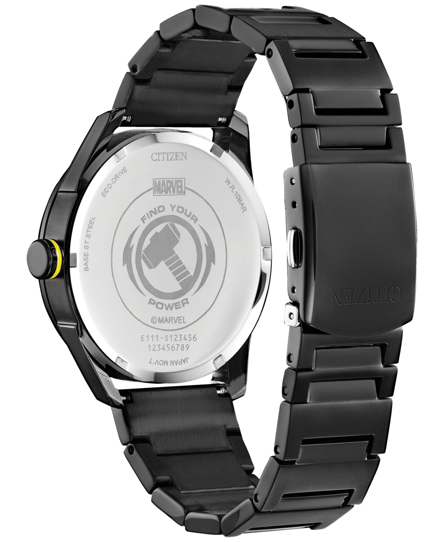 Мужские часы Citizen Eco-Drive Marvel Thor Black Ion-Plated Stainless Steel Bracelet Watch 42mm — фото 3