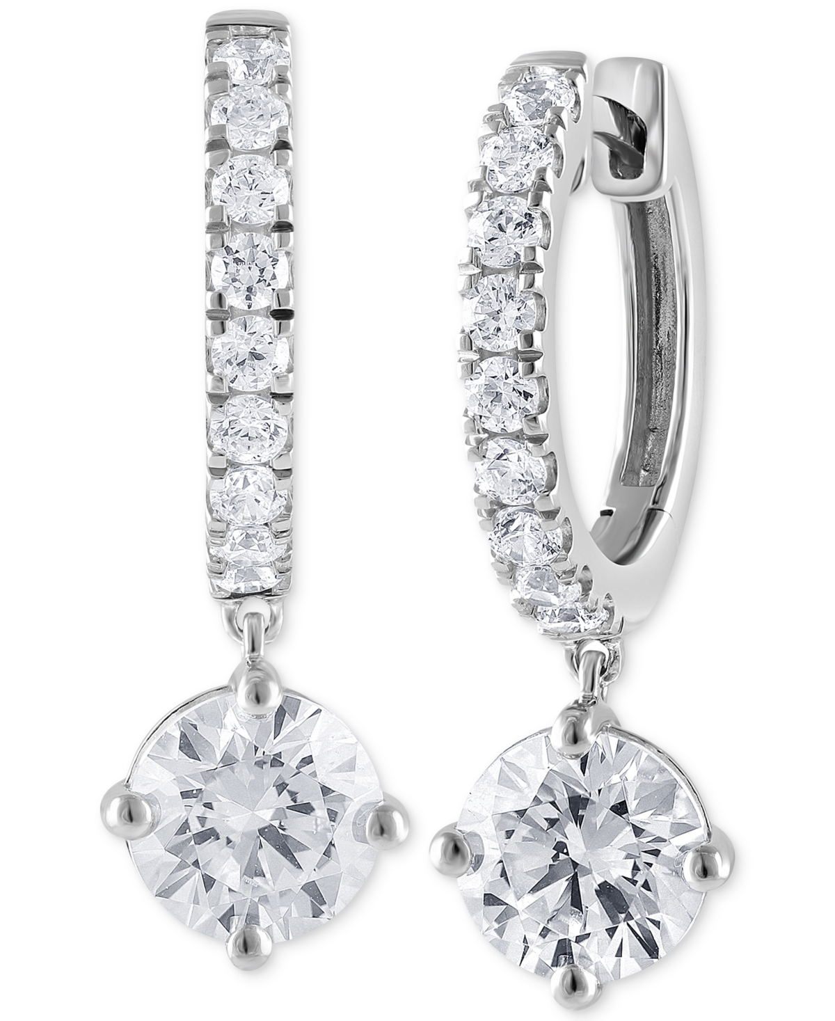 Badgley Mischka Certified Lab Grown Diamond Dangle Hoop Earrings (3 ct. t.w.) in 14k White Gold