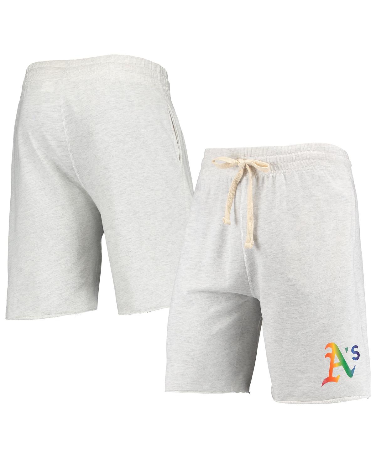 Shop Concepts Sport Men's  Oatmeal Oakland Athletics Mainstream Logo Terry Tri-blend Shorts