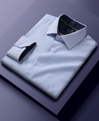 Men's Slim Fit Performance Long Sleeve Geometric Dress Shirt