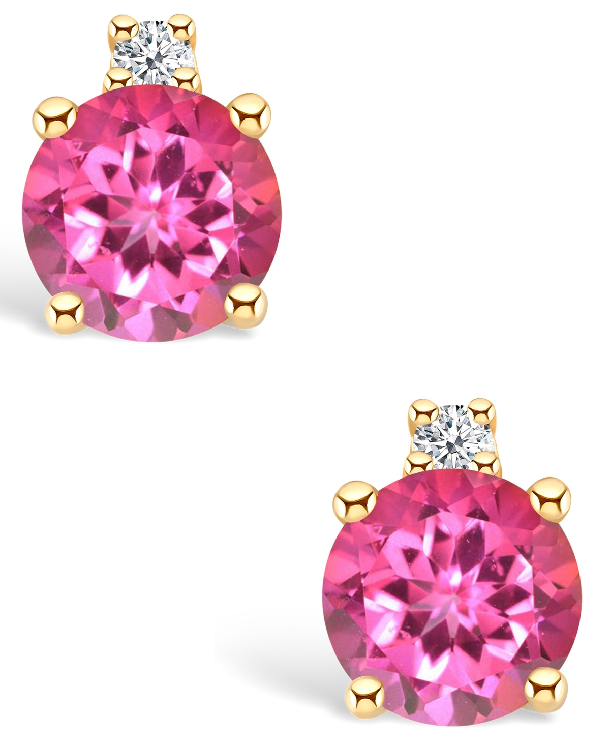 White Topaz (5/8 ct. t.w.) and Diamond Accent Stud Earrings in 14K Yellow Gold or 14k White Gold (Also  - Pink Topaz/Gold