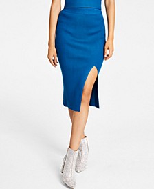 Women's Ribbed Sweater Midi Pencil Skirt, Created for Macy's