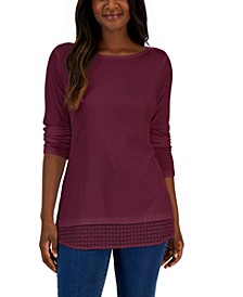 Women's Cotton Lace-Hem Top, Created for Macy's