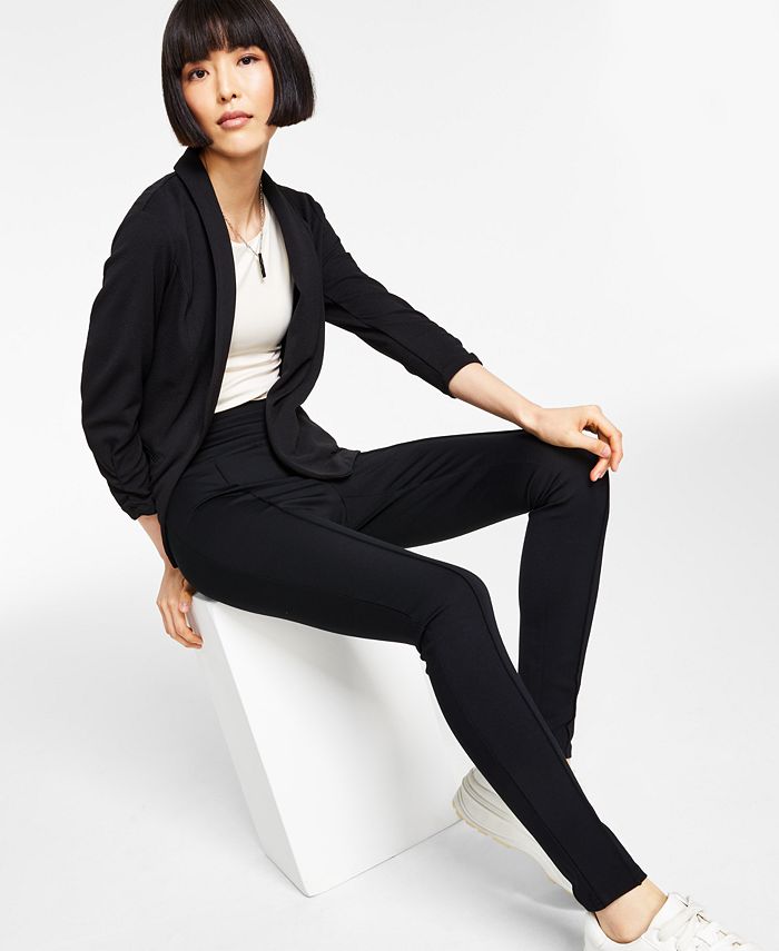 Bar III Knit-Crepe Ruched-Sleeve Blazer, XXS-4X, Created for 