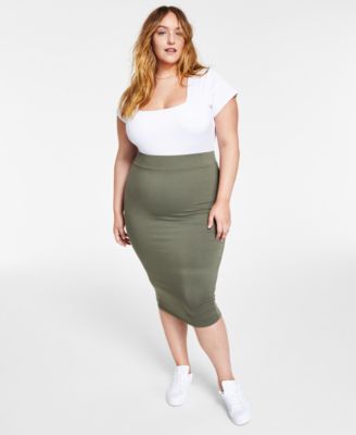 Bar III - Trendy Plus Size Jersey Midi Skirt