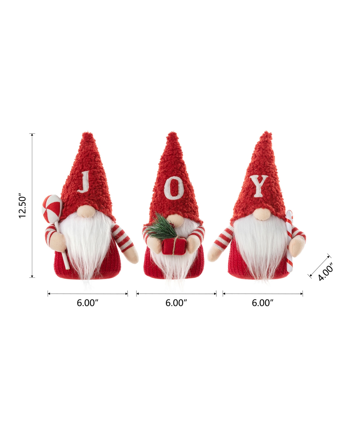 Glitzhome Fabric Joy Christmas Gnome Decor Set, 3 Piece