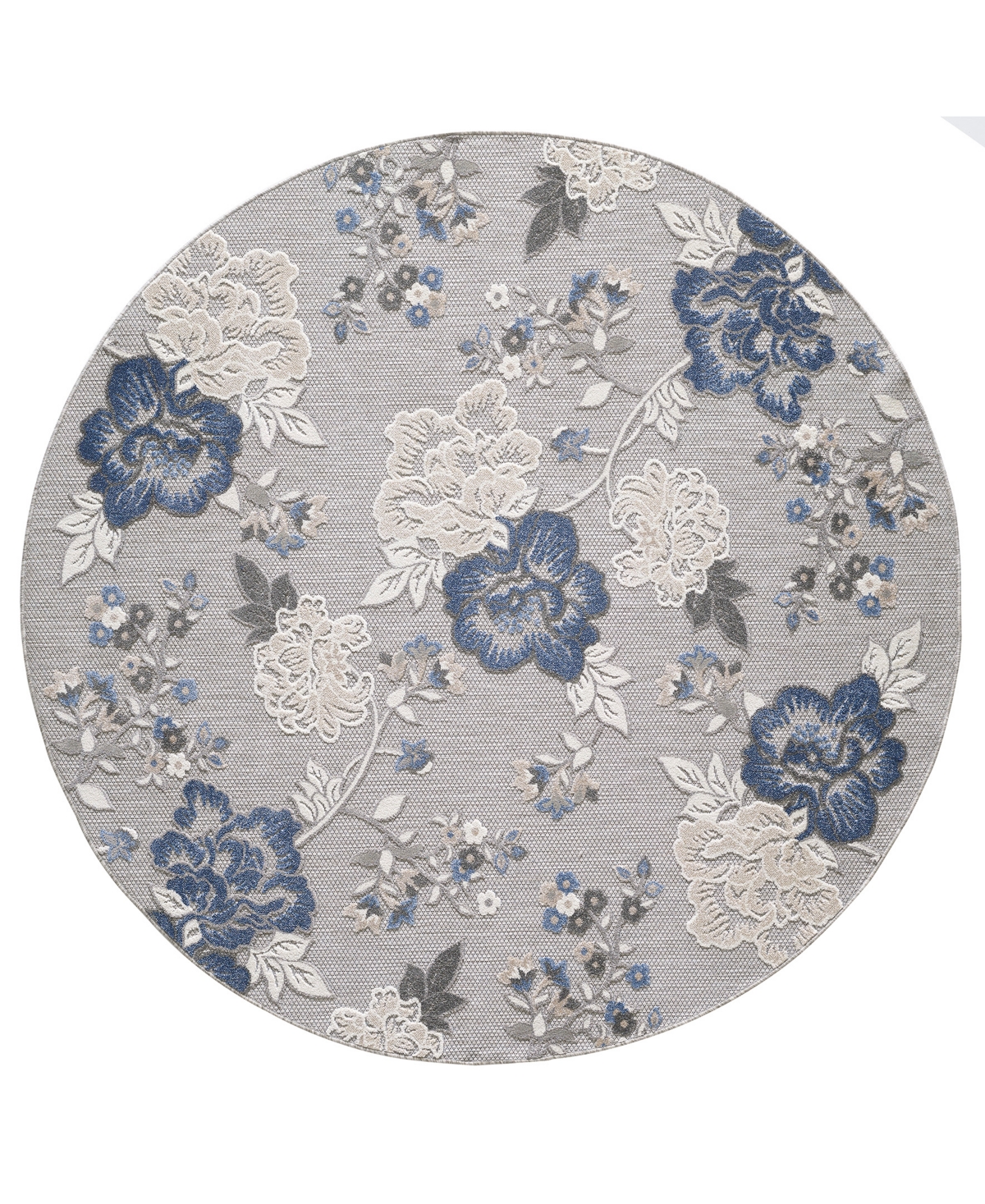 Kas Calla 6938 7'10in x 7'10in Round Area Rug - Gray, Blue