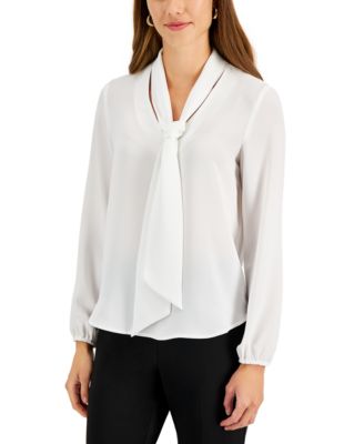 Kasper - Women's Long Sleeve Bow Blouse