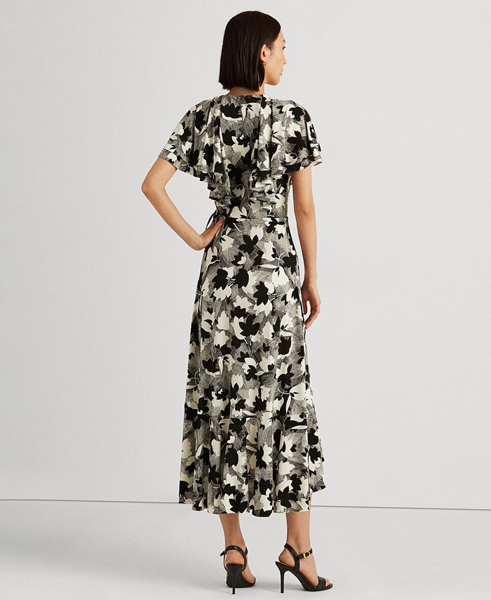 Ralph Lauren Women's Floral Jersey Dress Blue Size 14