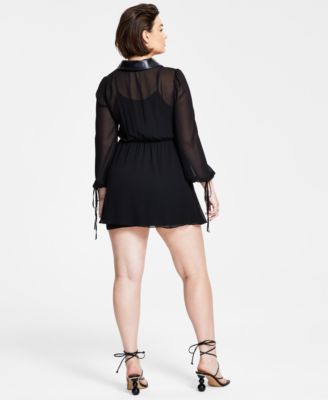 green emerald velvet dress BAR III Womens Orange Smocked Cut Out Tie Front Lined Polka Dot Blouso –  Bobbi + Bricka main image 0