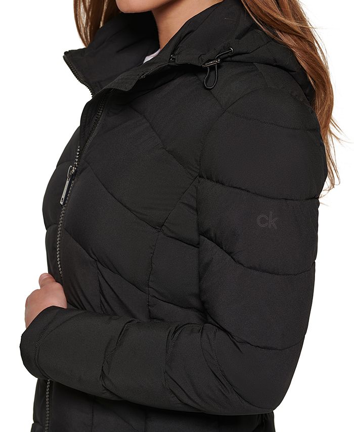 Calvin Klein Women's Hooded Stretch Packable Puffer Coat, Created for