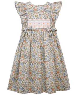 Flower Printed Poplin Dress - Kids - Green | 100962 Poppy main image 1