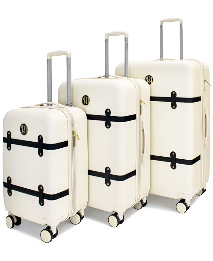 Badgley Mischka Grace 3 Piece Expandable Retro Luggage Set (Champagne)