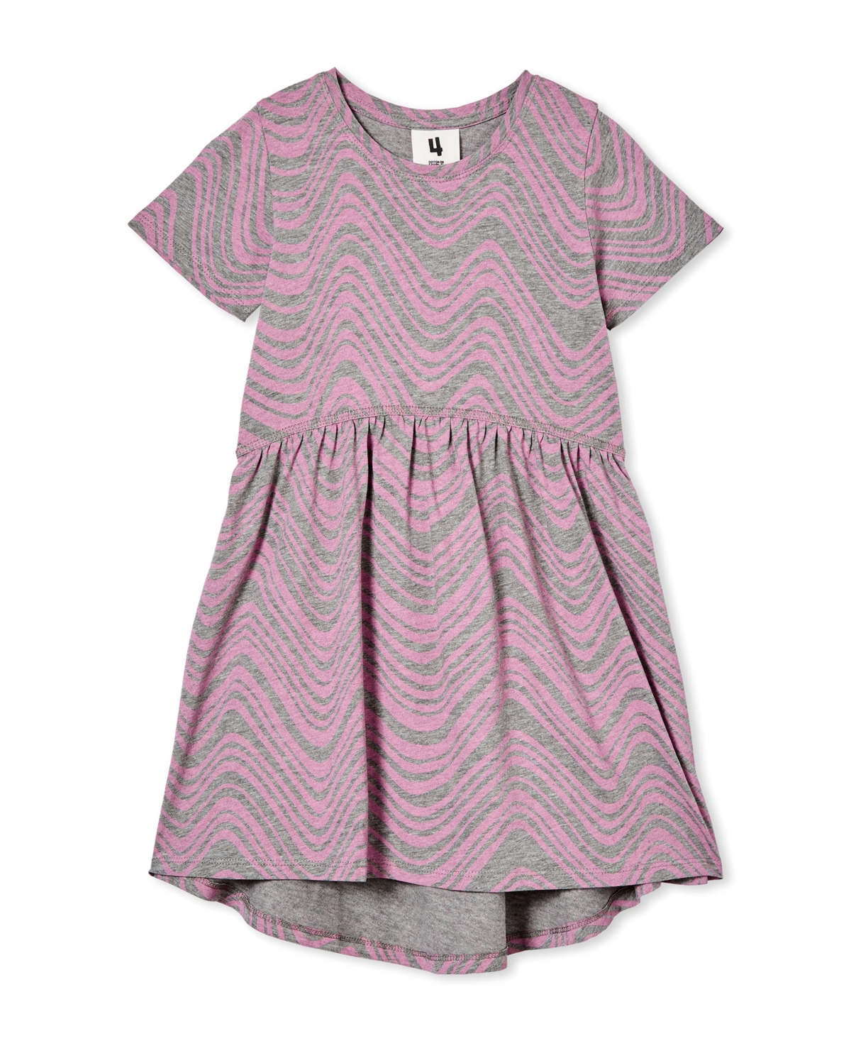 Cotton On Toddler Girls Freya Short Sleeve Dress In Gray Marle/radical Wave