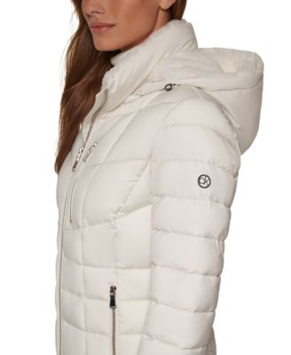 Faux-Fur-Trim Hooded Puffer Coat 