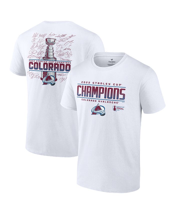 Men's Fanatics Branded White Colorado Avalanche 2022 Stanley Cup Champions Signature Roster T-Shirt