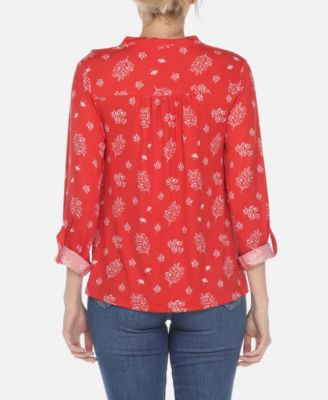 Women's Pleated Leaf Print Blouse