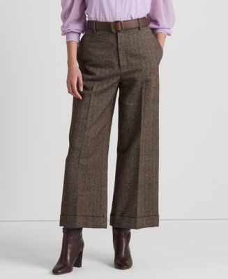Lauren Ralph Lauren Herringbone Wide-Leg Cropped Pants - Macy's