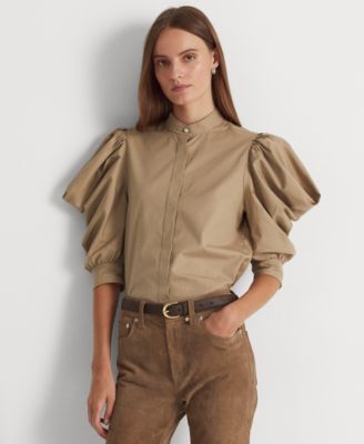 puff sleeve cotton shirt