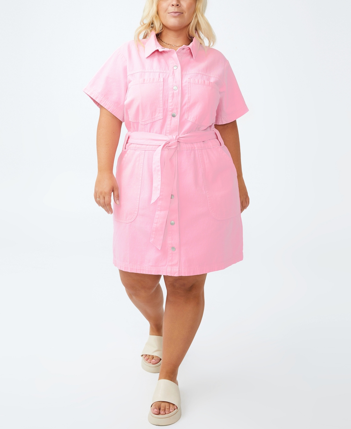 Cotton On Trendy Plus Size Utility Mini Dress In Pink